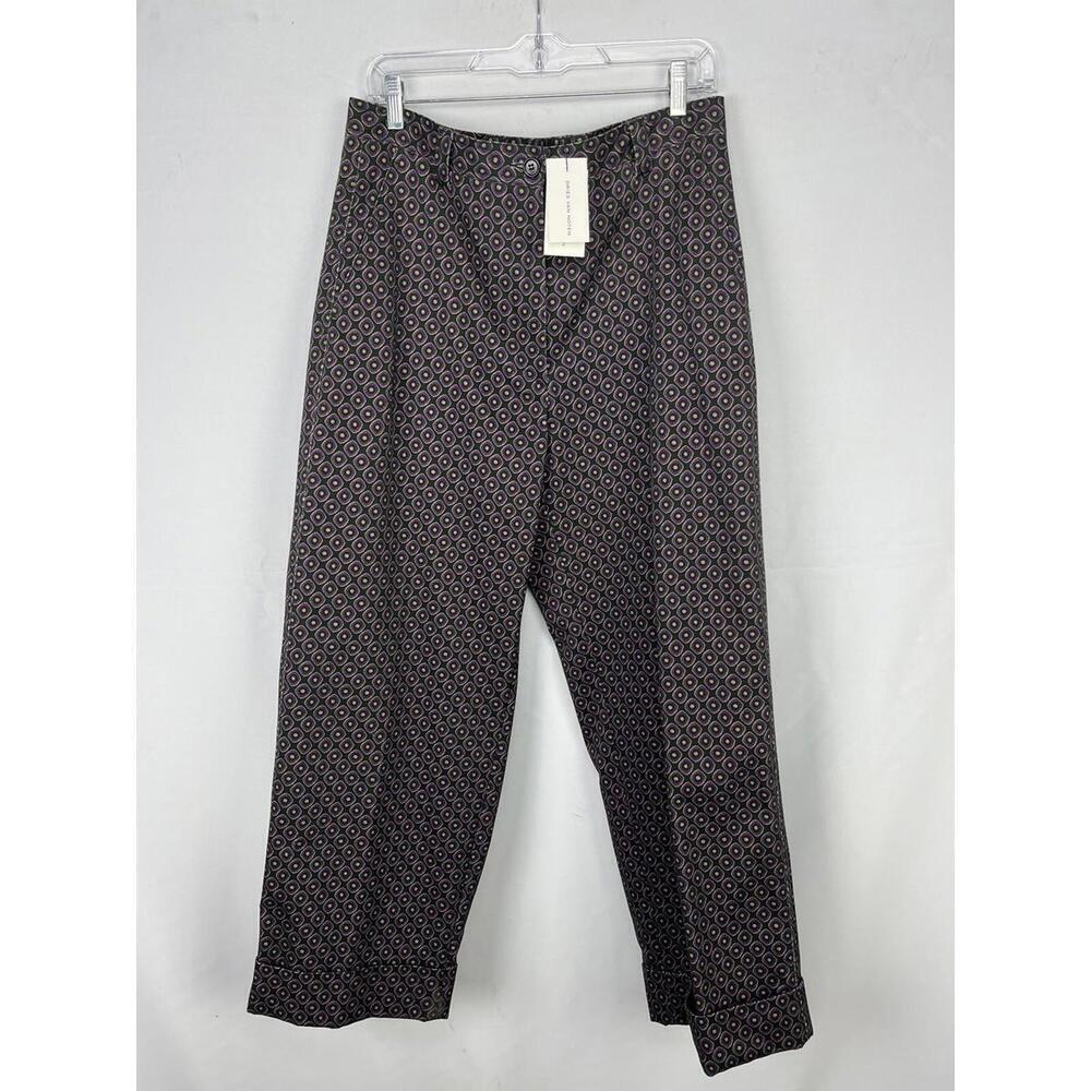 $1095 Dries Van Noten Pakora Printed Cotton Straight Leg Pants Purple Size 40